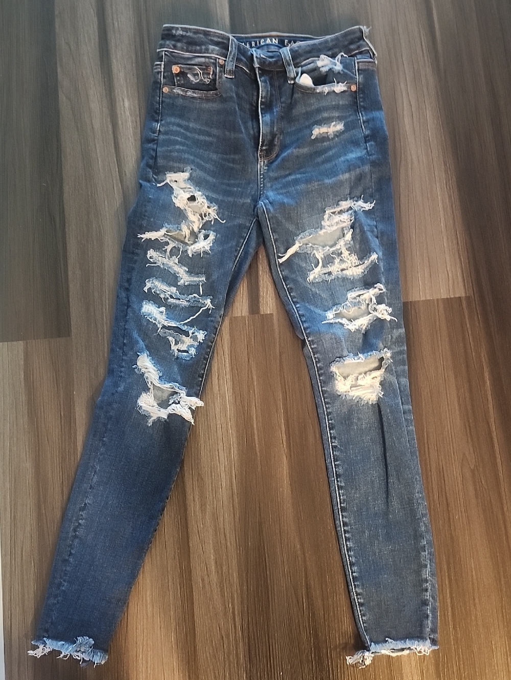 American Eagle Outfitters Ripped Skinny Jeans - Dark Blue